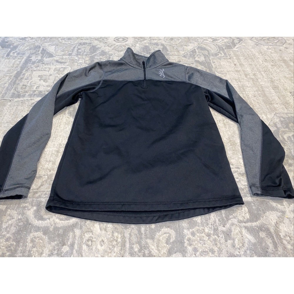 Browning Buckmark Womens Black/Gray Quarter‎ Zip Pullover Shirt Sz Small SP
